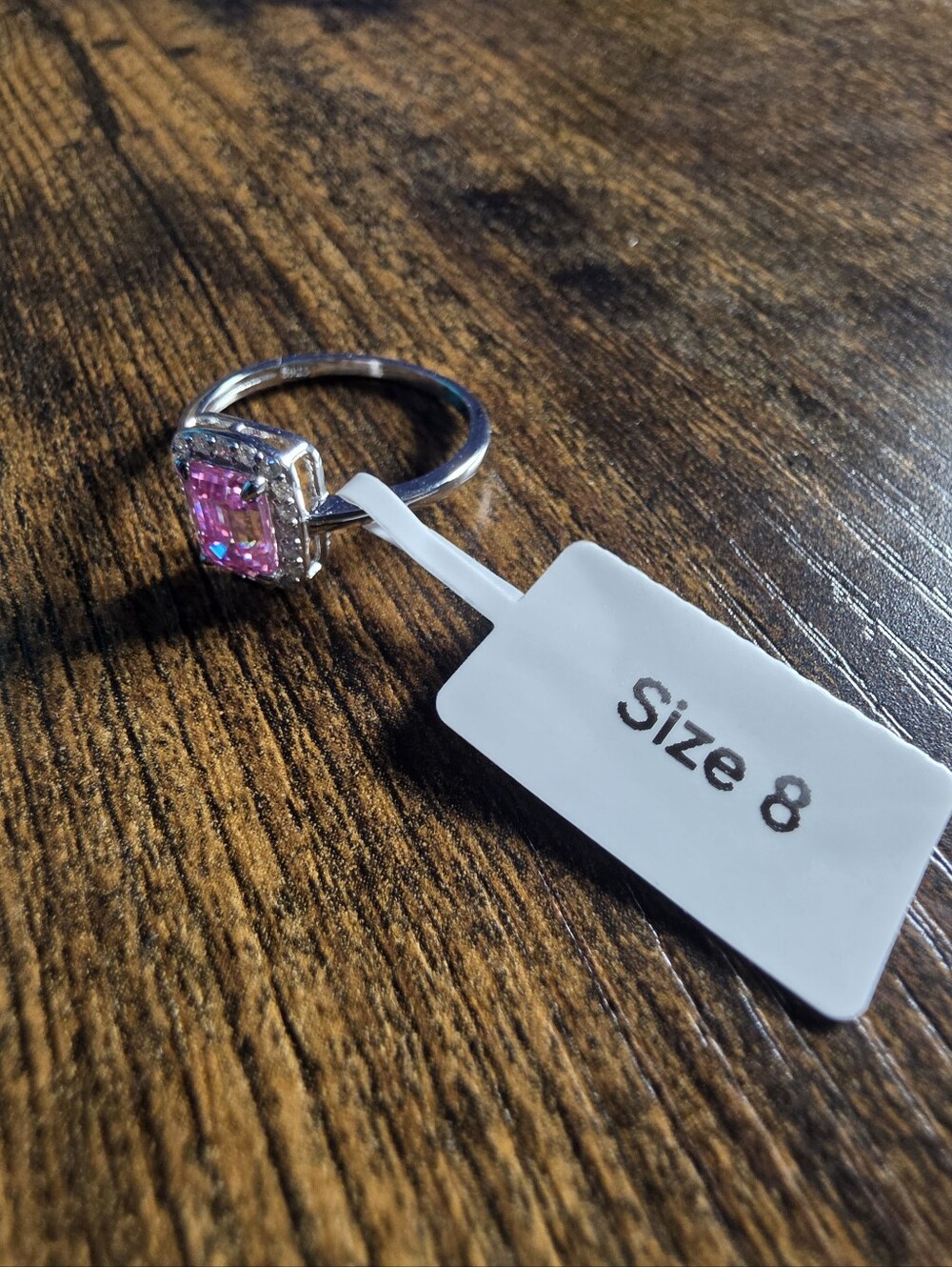 GRA Baguette Cut Pink Moissanite Halo 925 Silver Ring - Picture 6 of 6